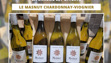 Le Vin du Mois : du 1er juin au 30 juin 2024 Masnuy Blanc PROMOTION Pour 5 bouteilles achetées, la sixième est offerte, Soit les 6 bouteilles à 19.50 € Bi-cépage : Chardonnay – Viognier
