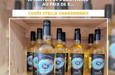 Voici la promotion caveau « septembre 2024 » : Le carton de 6 bouteilles de Chardonnay Stella au prix exceptionnel de 22.50€ !